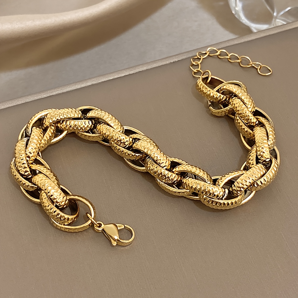 Punk-Style Chunky Gold-Plated Thick Chain Bracelet